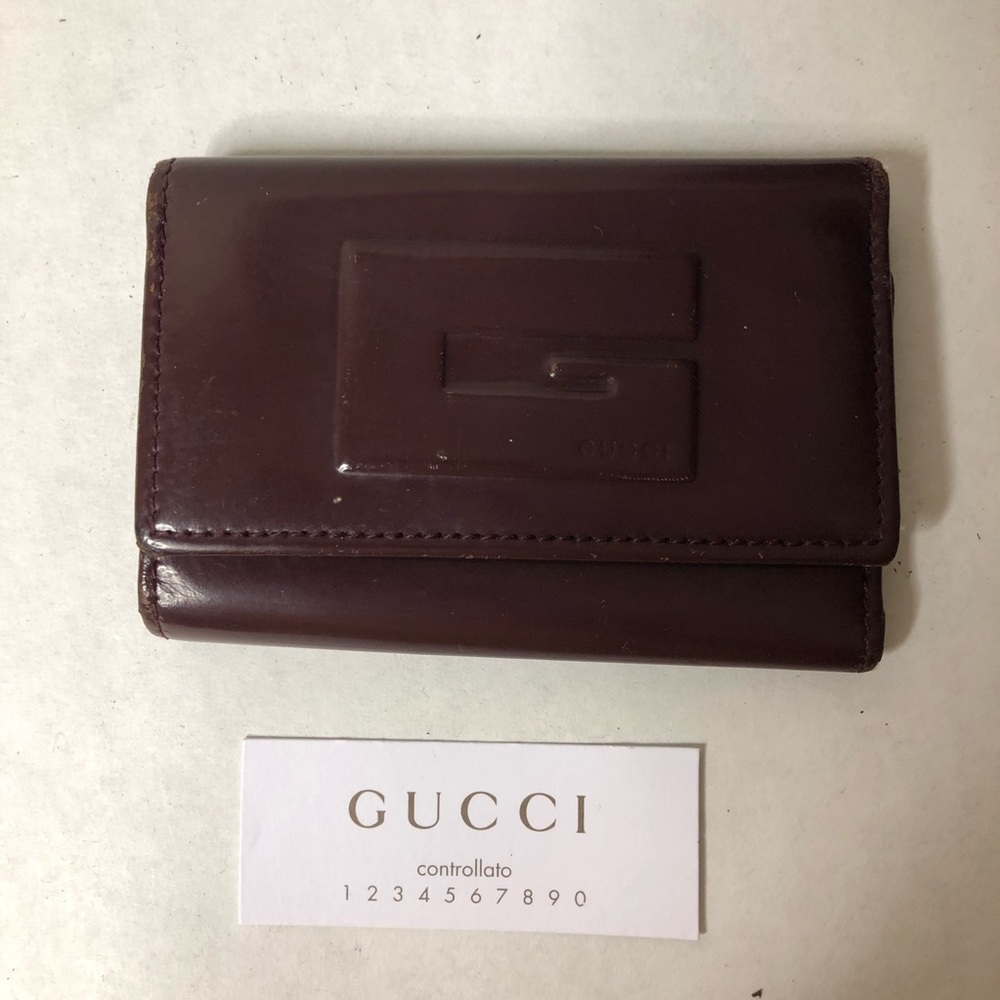 Authentic 🌼GUCCI Key Wallet/Holder Bourdeaux Leather 6 key holder VGVC!